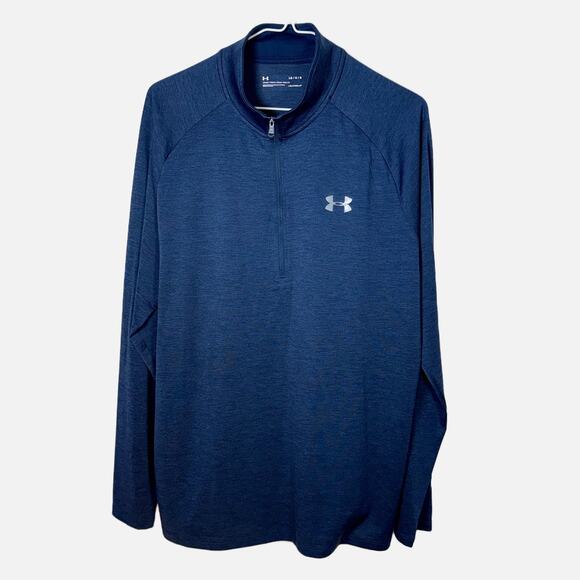 Under Armour Mens 1/4 Zip Pullover Large Blue Long Sleeve Training lightweight - Picture 3 of 9